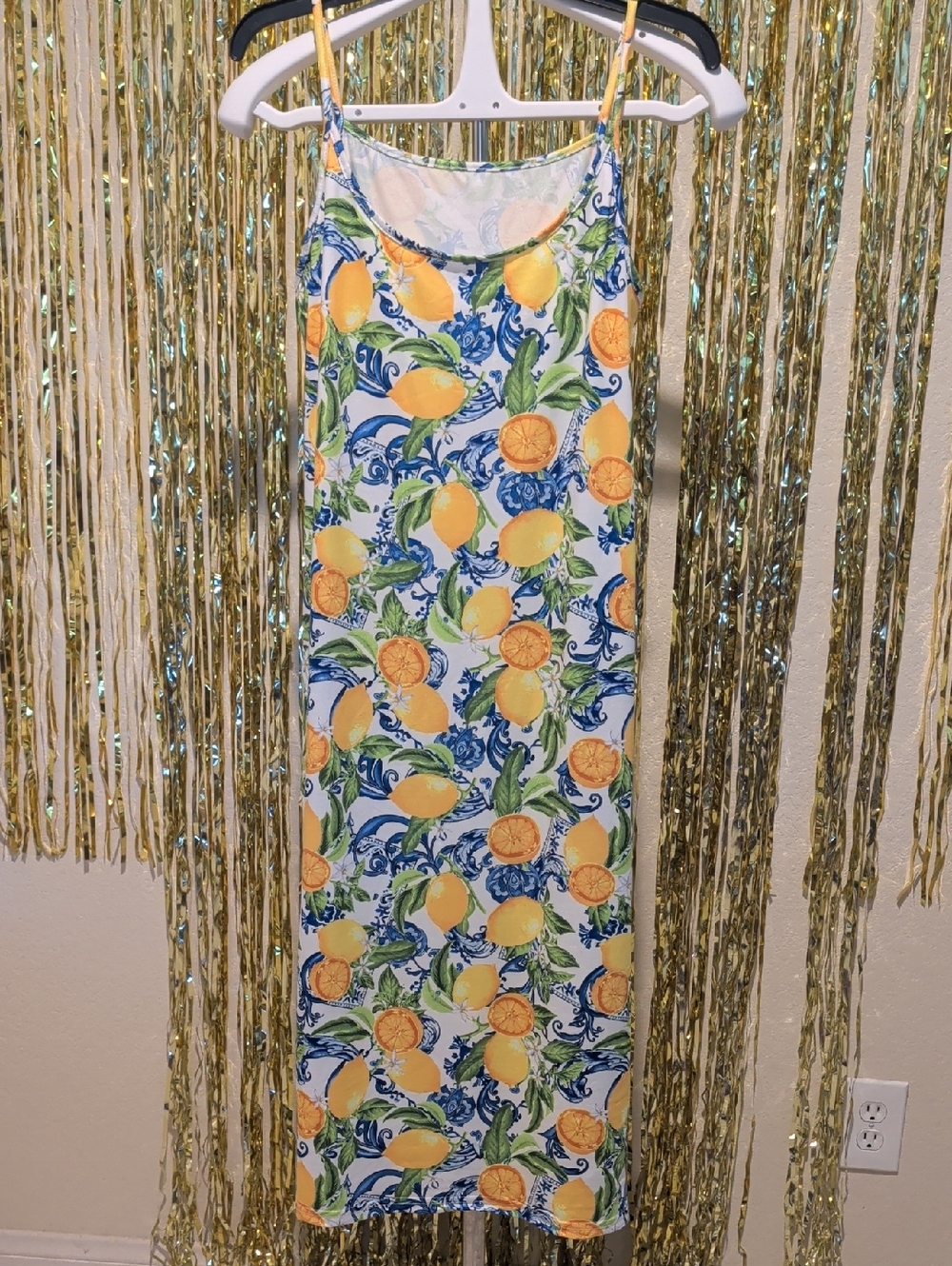 Sleeveless Lemon Print Midi Dress - By Shein - Size XL